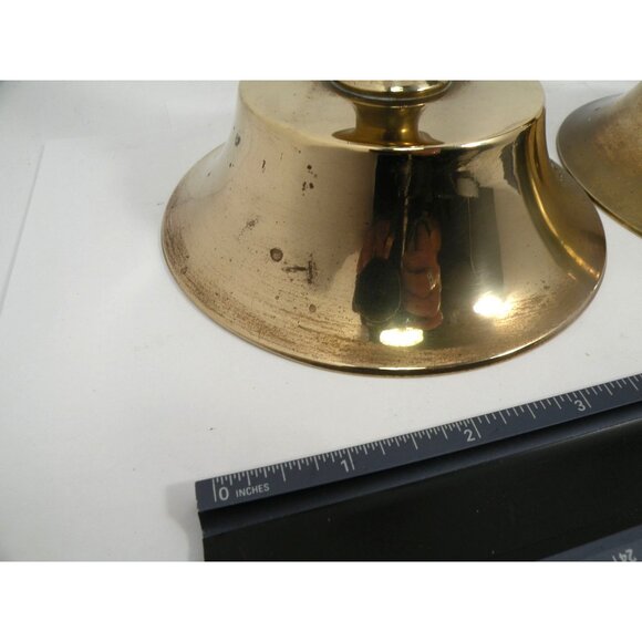 Vintage Art Deco Brass Taper Candle Holders Pair With Elegant Design & Polished - Picture 6 of 9